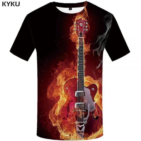 Flame T-shirt 3d Guitar Tshirts