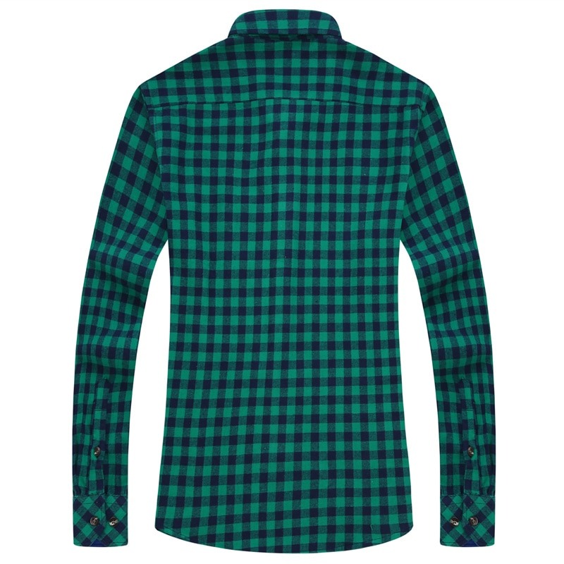 100% Cotton Flannel Plaid Shirts Slim Social Shirt