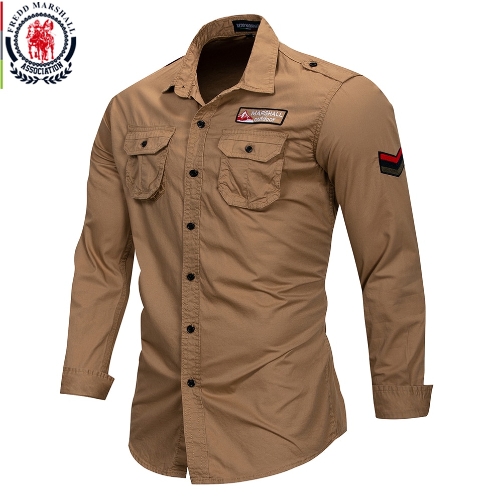 100% Cotton Military Shirt Breathable Casual Shirt