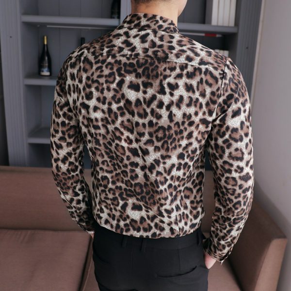 Casual Leopard Print Social Shirts