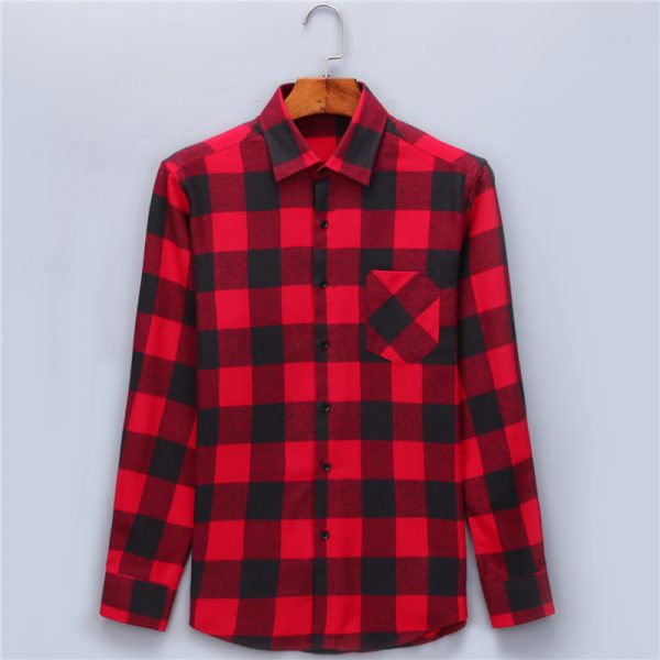 Casual Plaid Shirts Brushed Flannel Shirt