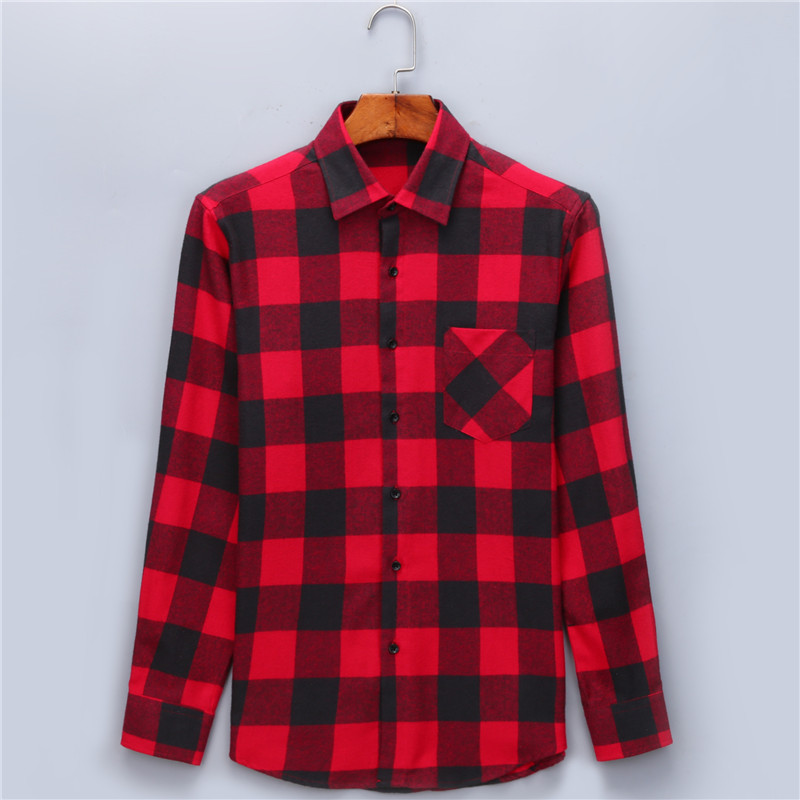 Casual Plaid Shirts Brushed Flannel Shirt