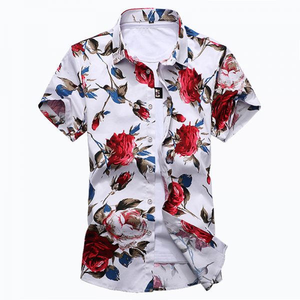 Fashion Men’s Shirt Short Sleeve Floral Shirt