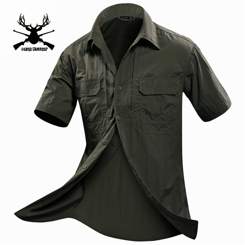 Men Shirt Short Sleeve Military Shirt