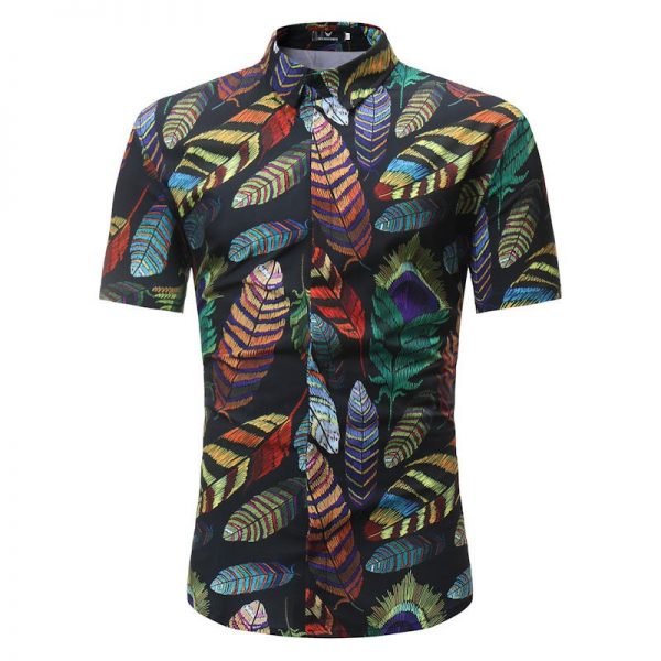 Men Shirt Summer Print Beach Hawaiian Shirt