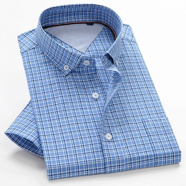 Summer Shirts Men 100% Cotton Short Sleeve Shirt