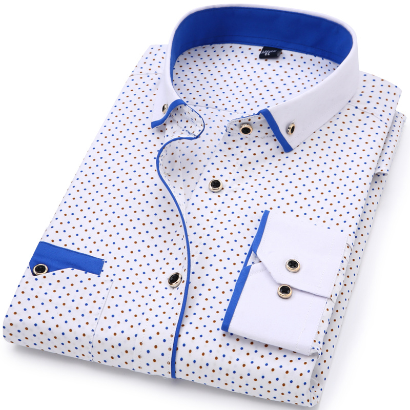 Turn-Down Collar Dress Polka Dot Print Casual Shirt