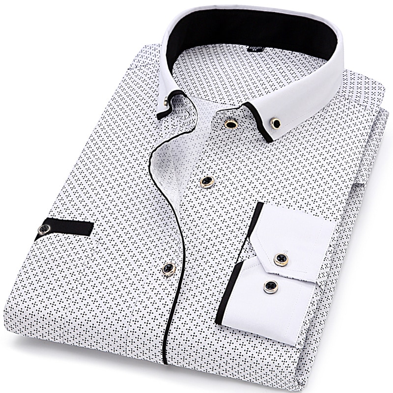 Turn-Down Collar Dress Polka Dot Print Casual Shirt
