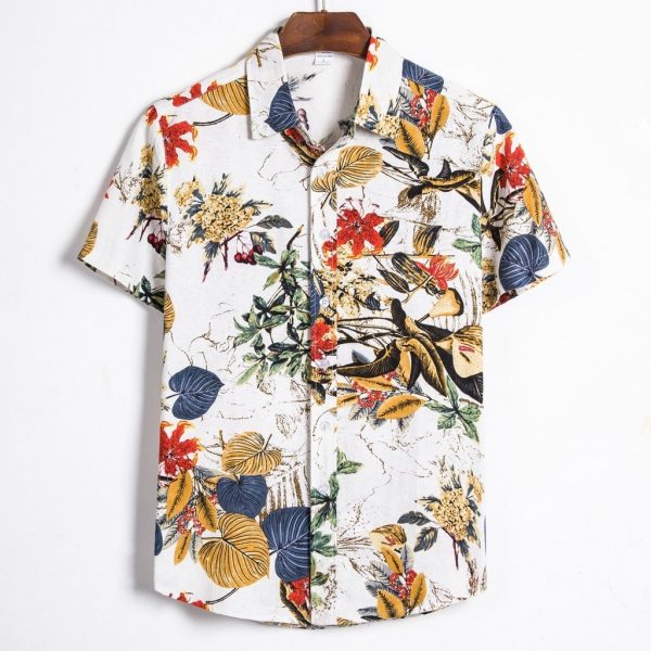 Man Shirt Hawaiian Henley Shirt