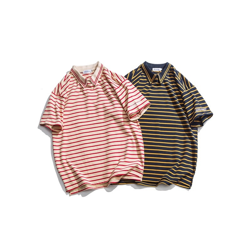 Men Casual T-shirt Striped Tee Shirts