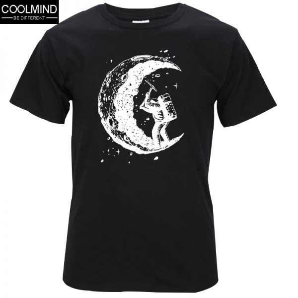100% Cotton Gigging the Moon Print T-shirt