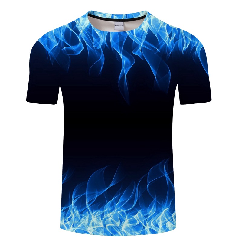 Blue Flaming Tshirt Men Women 3d T-shirt