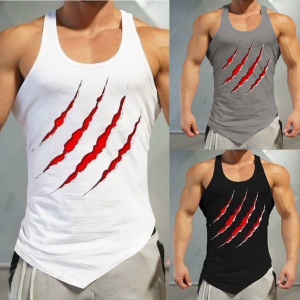 Casual Gym Tank Tops Muscle Print Sleeveless Vest