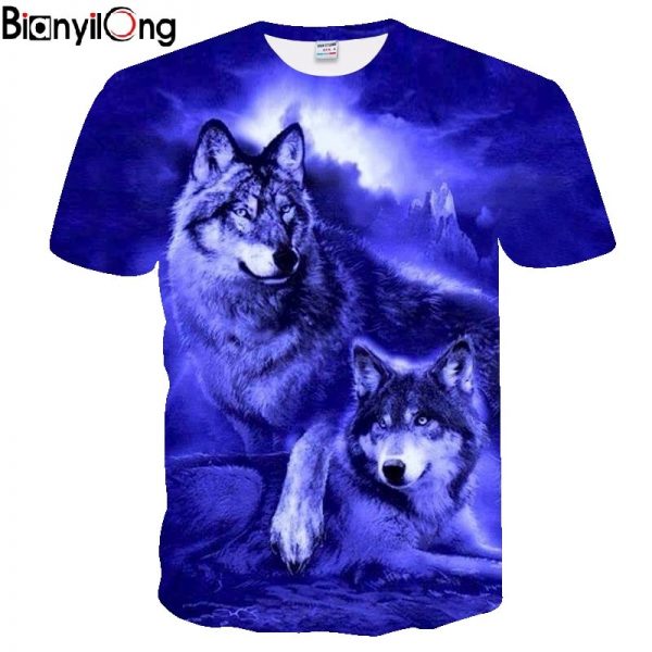 Flame Wolf Printed 3D T shirts Men T-shirts