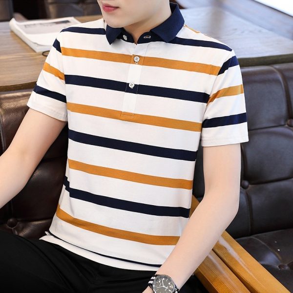Short Sleeve Striped Polo Shirts